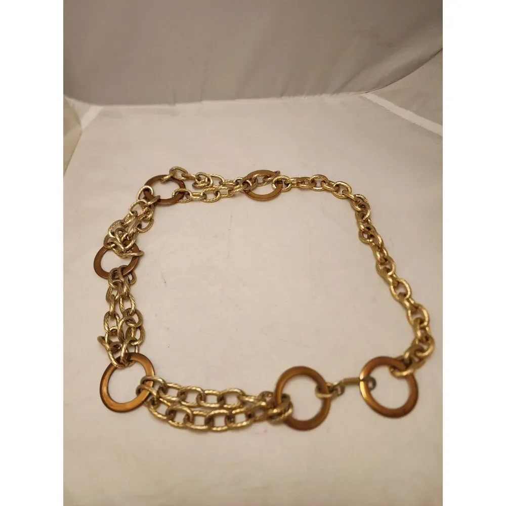 #7632 Goldtone Chain link belt with circles 36 inch Adjustable